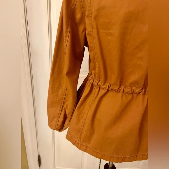 Old Navy Woman’s Orange Sz M 100% Cotton Utility Jacket W/ Waist Drawstring - Picture 9 of 16